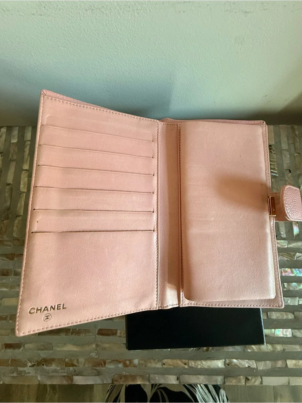 CHANEL pink leather